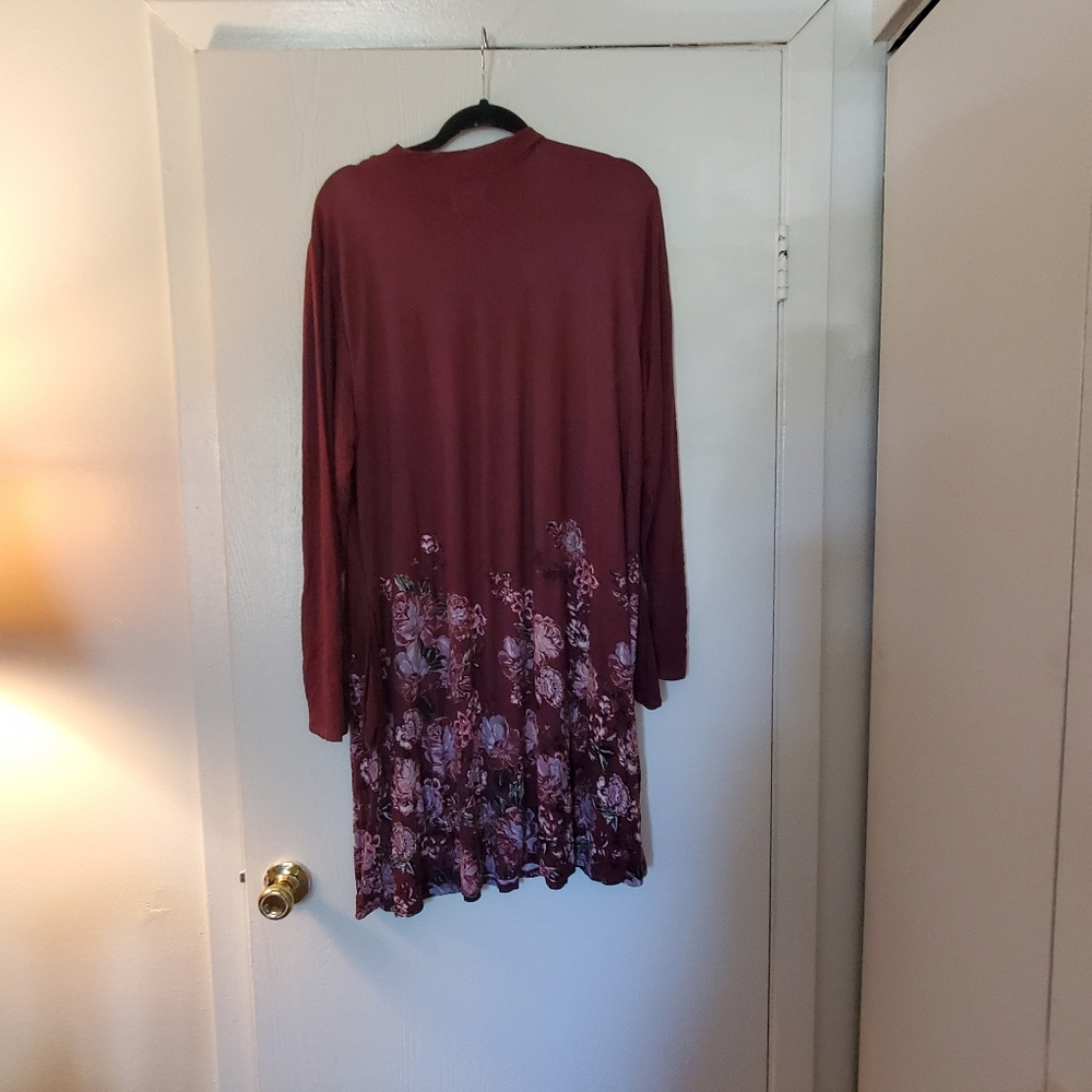 Maurices Burgundy Floral Long Sleeve Dress